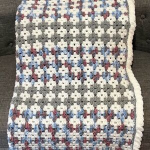 Handmade Crochet Blanket with Multicolor Pattern